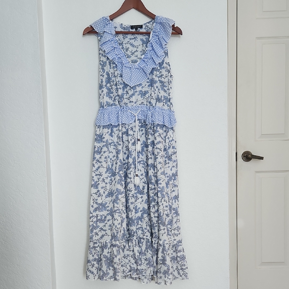Anthropologie,Magari, Iatalian Dress,Chic Blue Floral Maxi Dress